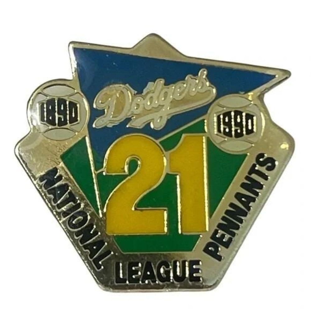 Los Angeles Dodgers 21 National League Pennants 1990 Vintage Lapel Vest Pin A21